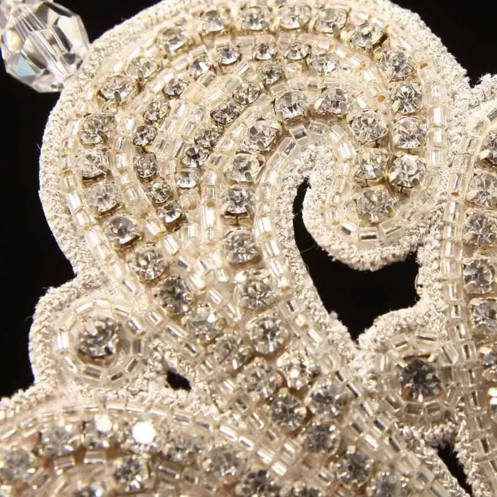 Giavan HB41 Art Nouveau Bridal Headband Headpiece Ivory Silver Beaded